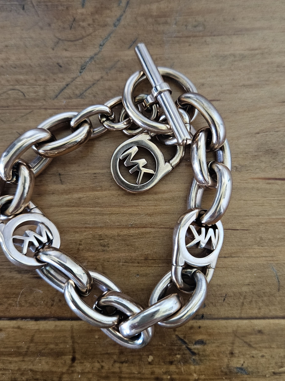 Michael Kors Gold MK Logo Link Toggle Bracelet